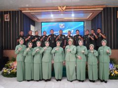 Dandim 0426 Didampingi, Ketua Persit KCK Cabang XLIX Hadiri Penyerahan Jabatan dan Pelepasan Kasiren Korem 043/ Gatam